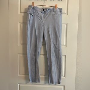 Ann Taylor white and blue pinstripe slacks